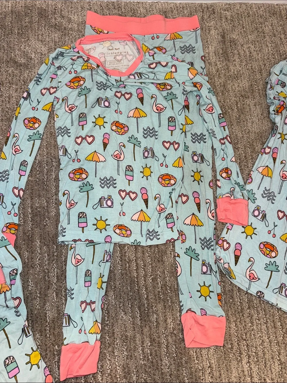 Little Sleepies Light Blue Beach Bundle: Print Pajama Set and Tee 4T